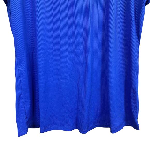 Love J Short Sleeve Quarter Zip Blue Rib Knit Top 2X NWT - Picture 6 of 7